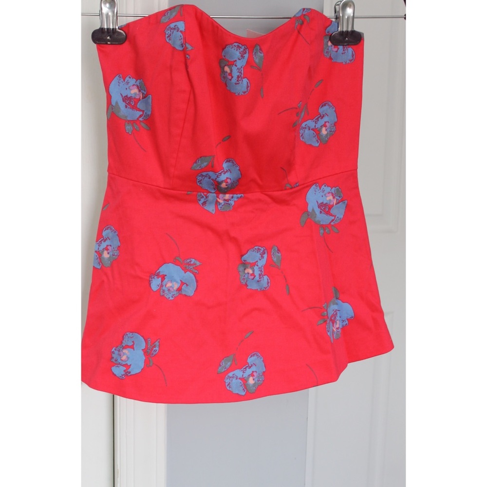 J Crew Pink Strapless Peplum Top
